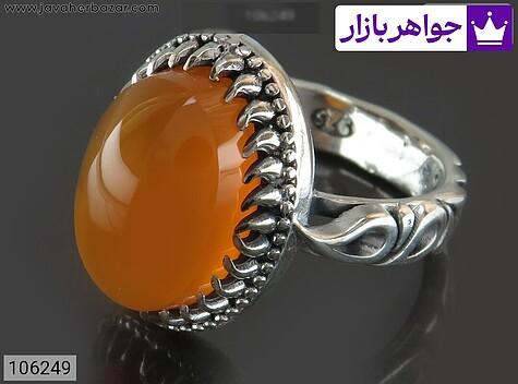 انگشتر نقره عقیق یمنی نارنجی مردانه [شرف الشمس] - 106249